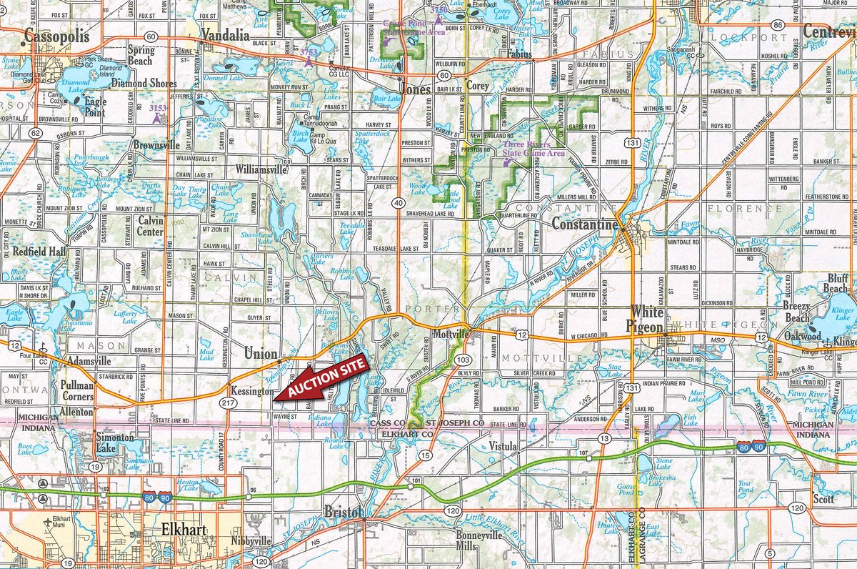Area map - AREA FARMERS & CONTRACTORS EQUIPMENT AUCTION IN SOUTHERN CASS CO., MICHIGAN